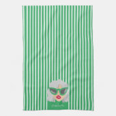 Cooler grauhaariger weiblicher Grüner Individuelle Geschirrtuch (Vertikal)