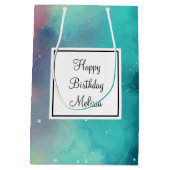 Cooler Grün- und Rotraunebel Wasserfarbe Geburtsta Mittlere Geschenktüte (Rückseite)