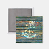 Cooler grüner blauer rustikaler Holz-Foto-Ankerdru Magnet (Vorderseite/Rückseite)
