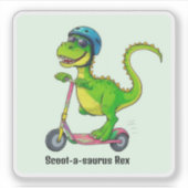 Cooler grüner Dinosaurier Aufkleber (Vorderseite)