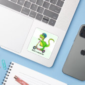 Cooler grüner Dinosaurier Aufkleber (Laptop mit iPhone)