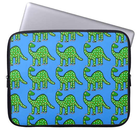 Cooler grüner Dinosaurier-Laptop-Kasten scherzt Laptopschutzhülle (Vorderseite)