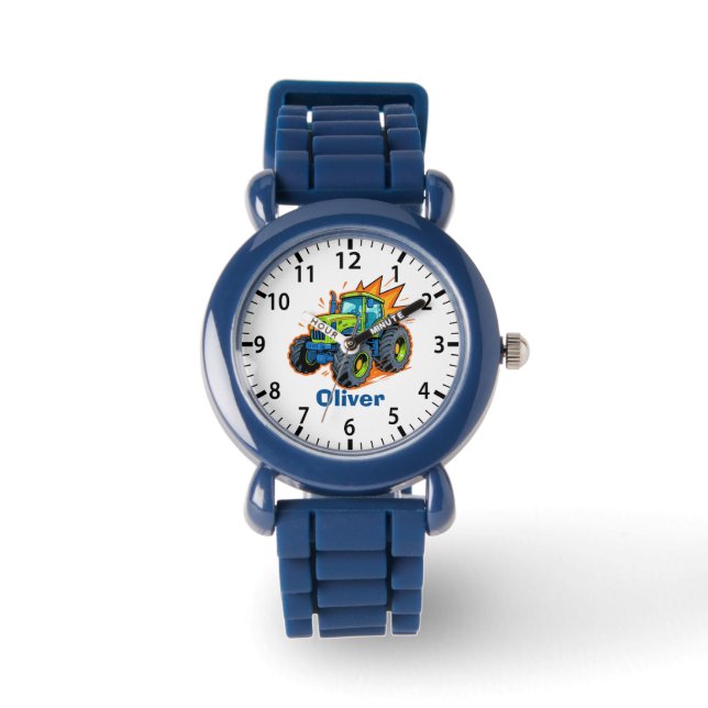 Cooler grüner Farmtraktor Armbanduhr (Vorderseite)