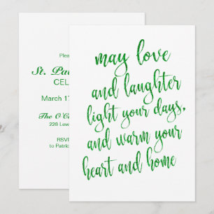 Cooler grüner Glitter St. Patrick's Day Party Einladung