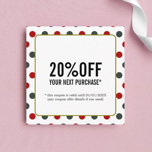 Cooler grüner rot gepunkteter feiner Beauty Salon Rabattkarte