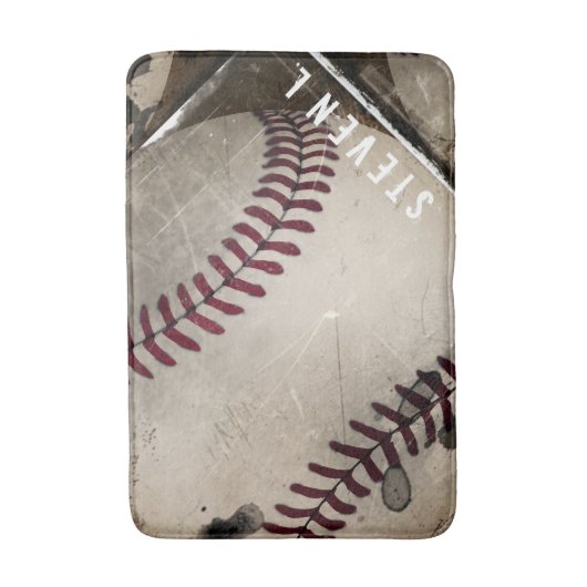 Cooler Grunge-Baseball personalisiert Badematte (Vorderseite Vertikal)