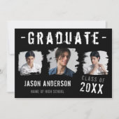 Cooler Grunge Black 3 Foto Abschluss Ankündigung (Vorderseite)