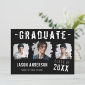 Cooler Grunge Black 3 Foto Abschluss Ankündigung (Stehend Vorderseite)