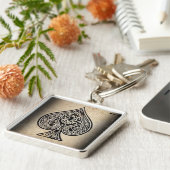 Cooler Grunge-Retro künstlerisches PokerKaroass Schlüsselanhänger (Seite)