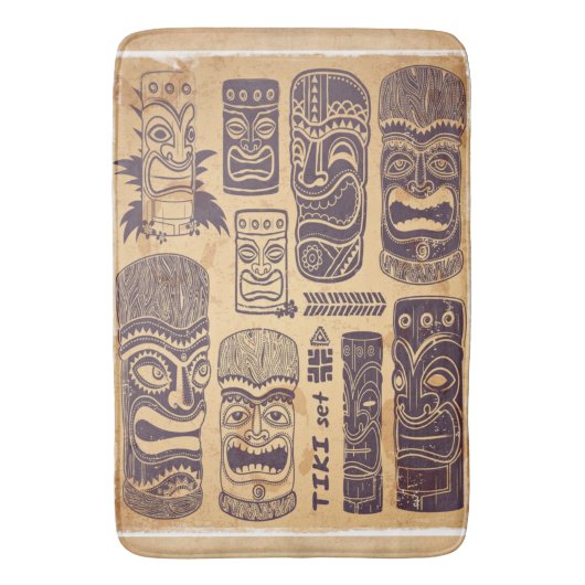 Cooler Grunge Vintages Tiki Set Badematte (Vorderseite Vertikal)