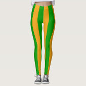 Cooler grüngelber Weihnachtsstreifen Leggings (Vorderseite)