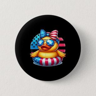 Cooler Gummi-Ente USA-Flagge Süße Ente 4. Juli  Button