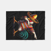 Cooler Hahn Dabbing Mexikanischer Poncho Cinco De Fleecedecke (Vorderseite (Horizontal))