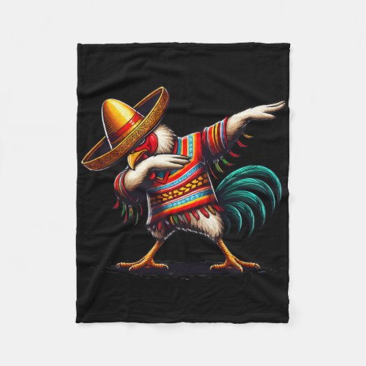 Cooler Hahn Dabbing Mexikanischer Poncho Cinco De Fleecedecke (Vorderseite)