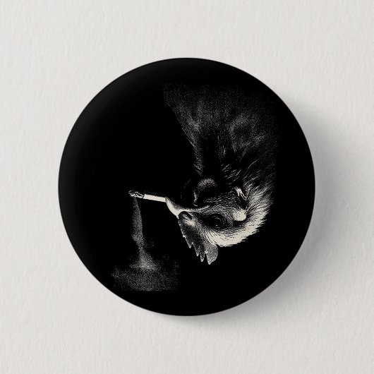 Cooler Hahn raucht Zigaretten Kunst Grafik _1  Button (Vorderseite)