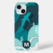 Cooler Hai Abstrakt Art Monogram Case-Mate iPhone Hülle (Rückseite)