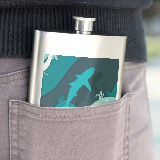 Cooler Hai Abstrakt Art Monogram Flachmann (Beispiel)