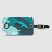 Cooler Hai Abstrakt Art Monogram Gepäckanhänger (Vorderseite (Horizontal))