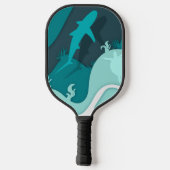 Cooler Hai Abstrakt Art Monogram Pickleball Schläger (Rückseite)