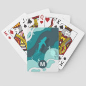 Cooler Hai Abstrakt Art Monogram Spielkarten (Rückseite)
