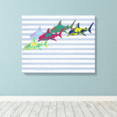 cooler Hai an weißen Streifen Leinwanddruck (Insitu (Holzboden))