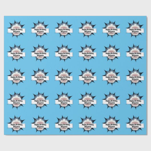 Cooler Hai - Geburtsname Geschenkpapier (Flach)