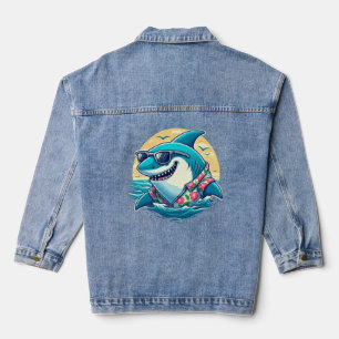 Cooler Hai im hawaiianischen Hemd - Sommerliche St Jeansjacke