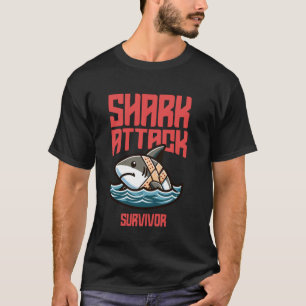 Cooler Haiangriff Survivor Verletzung Strand Funny T-Shirt