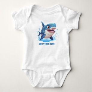 Cooler Haifisch am Strand Text hinzufügen Junge Ba Baby Strampler