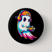 Cooler Halloween Ghost Gamer Button (Vorderseite)