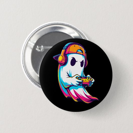 Cooler Halloween Ghost Gamer Button (Vorne & Hinten)
