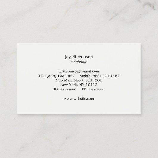 Cooler Handyman oder Auto Mechanische Schlüssel Visitenkarte (Rückseite)