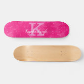 Cooler, heiß rosa Glam Diamond Sparkon Monogram Na Skateboard (Horizontal)