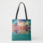 Cooler Heißluftballon Sunrise Aquamarin Ihren Name Tasche (Vorderseite)