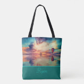 Cooler Heißluftballon Sunrise Aquamarin Ihren Name Tasche (Rückseite)