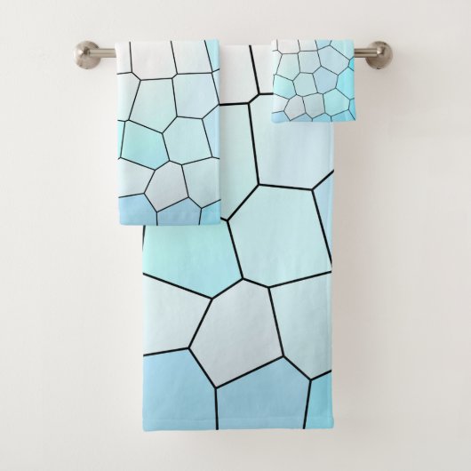 Cooler hellblauer Mosaik-Muster-Entwurf Badhandtuch Set (Insitu)