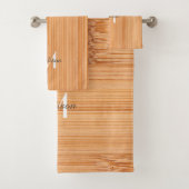 Cooler hellbrauner Bambusholzprint Monogram Badhandtuch Set (Insitu)