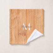 Cooler hellbrauner Bambusholzprint Monogram Badhandtuch Set (Waschlappen)
