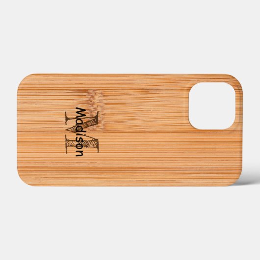 Cooler hellbrauner Bambusholzprint Monogram Case-Mate iPhone Hülle (Rückseite (Horizontal))