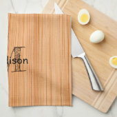 Cooler hellbrauner Bambusholzprint Monogram Geschirrtuch (Viertel Falte)