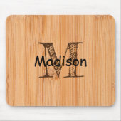Cooler hellbrauner Bambusholzprint Monogram Mousepad (Vorne)