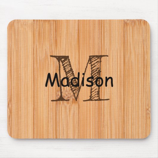 Cooler hellbrauner Bambusholzprint Monogram Mousepad (Vorne)