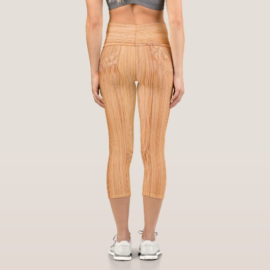 Cooler hellbrauner Bambusprint Capri Leggings (Rückseite)