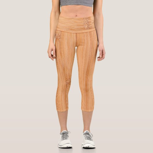 Cooler hellbrauner Bambusprint Capri Leggings (Vorderseite)