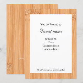 Cooler hellbrauner Bambusprint Einladung