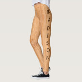 Cooler hellbrauner Bambusprint Name Monogram Leggings (Links)