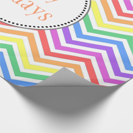cooler, heller Regenbogen Zickzack Urlaubsgeschenk Geschenkpapier (Ecke)