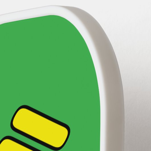 Cooler, hellgelber Diagonaltext auf Kalkgrün Pickleball Schläger (Linke Seite)