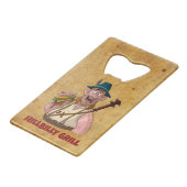 Cooler HillBilly Grill Flaschenöffner. Geldbeutel Flaschenöffner (Rückseite Schrägansicht)