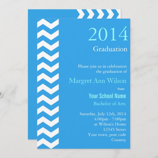 Cooler Himmelsblauer Sommerabschlussfest Einladung (Vorne/Hinten)